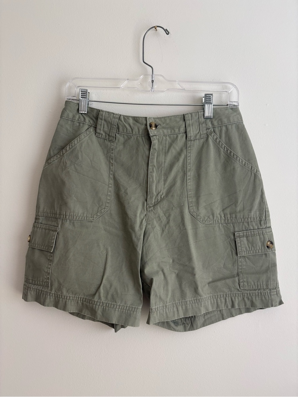 White Stag 100% Cotton, Olive Green Cargo Women’s Shorts, Size 6